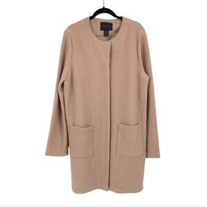 NWT Tahari Wool Blend Open Front Snap Button Down Coat Tan Size Large